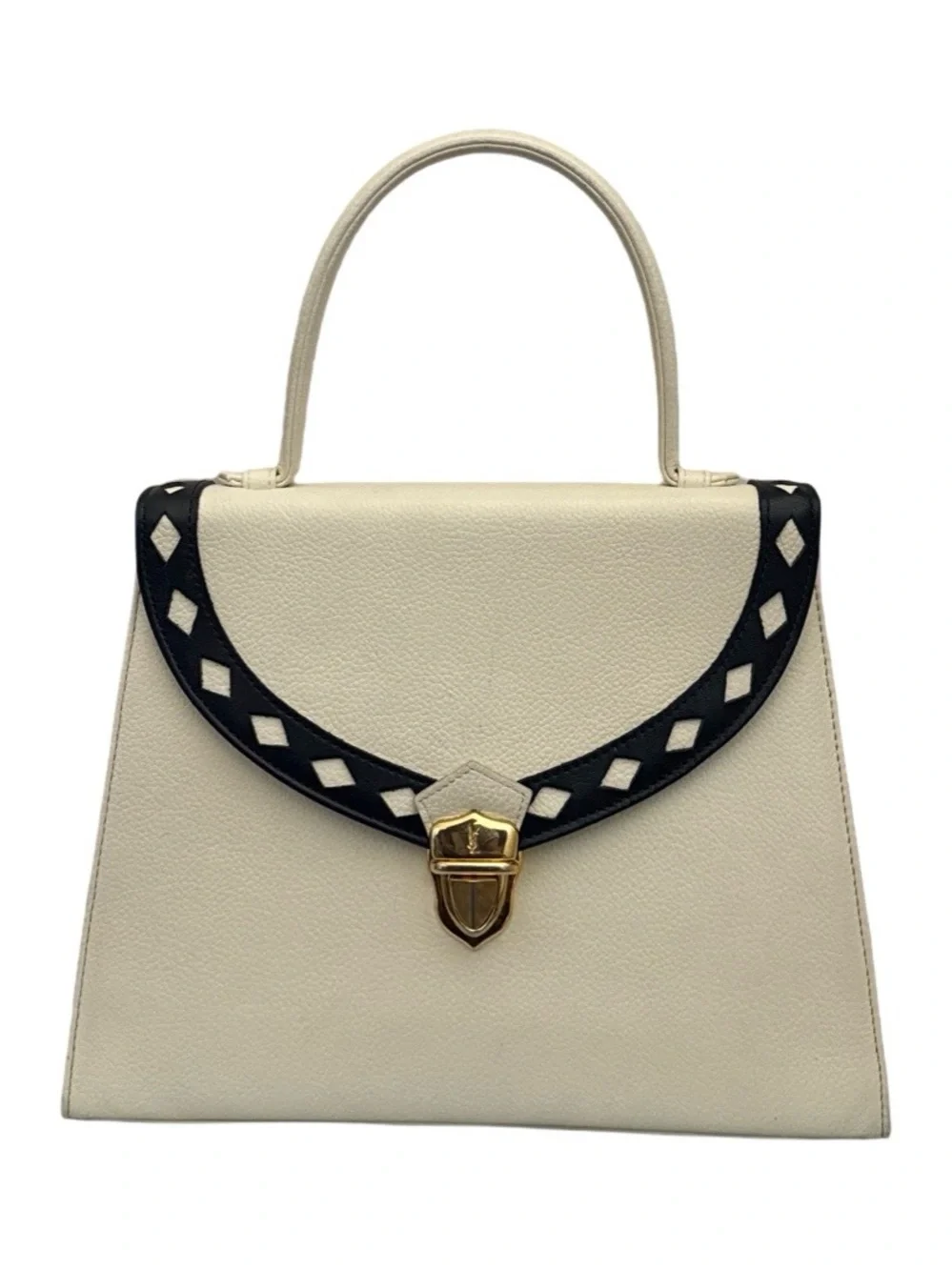 Yves Saint Laurent Vintage Ivory Leather 2-Way Top Handle & Crossbody Bag